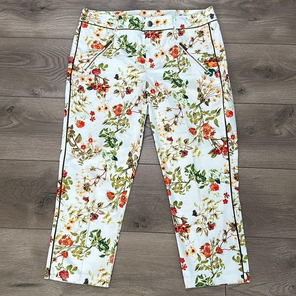 Colleen Atwood Disney Alice in Wonderland Floral Print Stretch Capri Pants 8‎